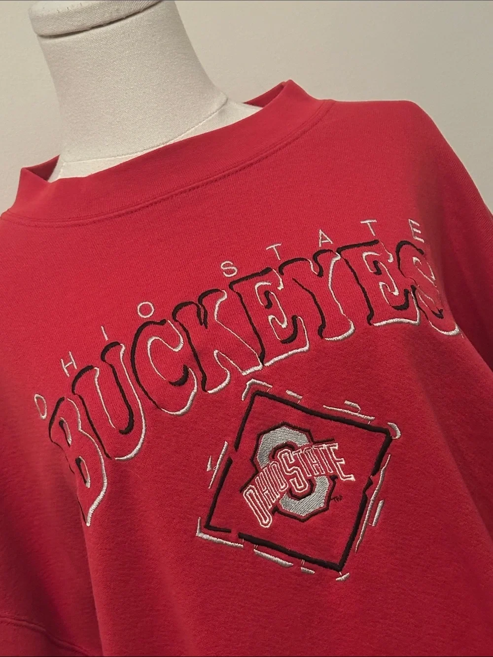 90s Embroidered Ohio State Buckeyes Red Pullover Crewneck Sweatshirt XL USA